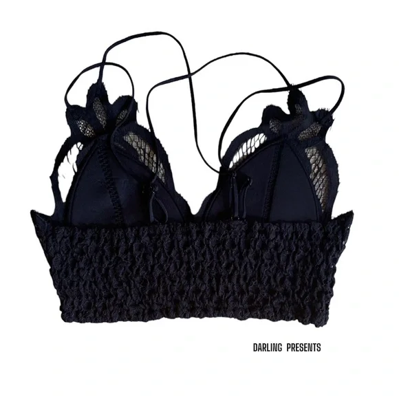 Miss Sparkling Lace Scalloped Eyelet Bralette Women Color Black Size XL - Picture 7 of 10